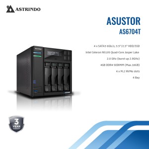 NAS 4 Bay AS6704T RAM 4GB-NAS 4 Bay AS6704T RAM 4G