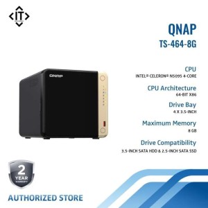Qnap NAS TS-464 8GB RAM 4-Bay Server External Stor