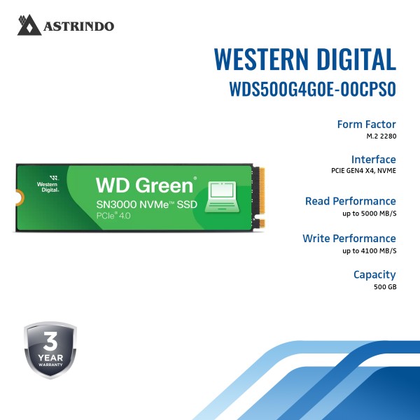 WD SSD Green SN3000 NVMe M.2 2280 SSD Internal 2TB