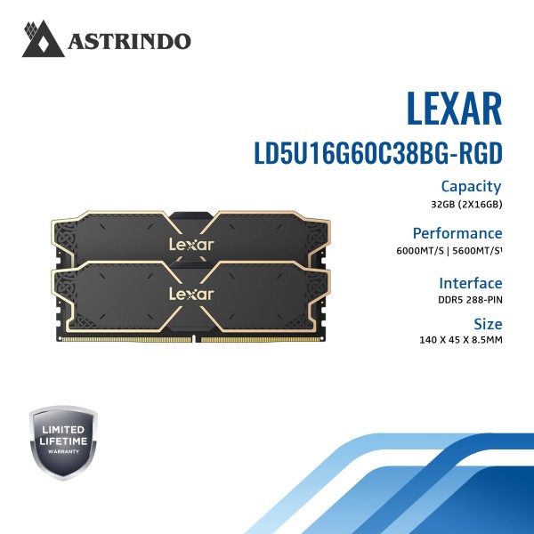 Lexar Memory Thor RGB DDR5 RAM 32GB Kit (2x16GB) 6