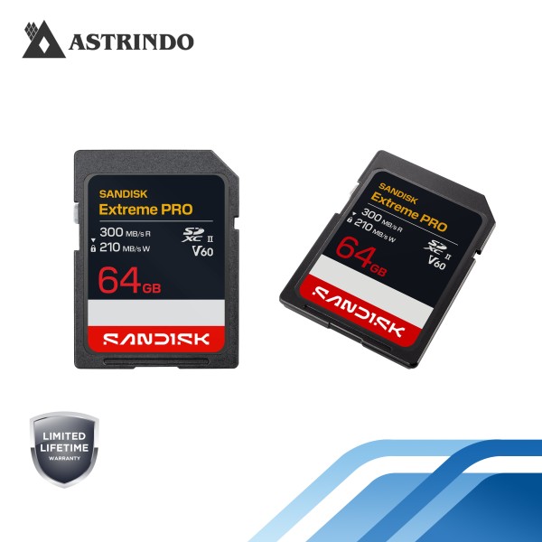 Kartu SANDISK Extreme PRO SDXC™ UHS-II V60 Read Performance Up to 300MB/s - 64GB