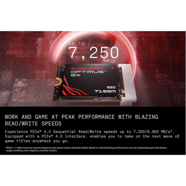 SANDISK Optimus GX 7100M NVMe™ SSD - 2TB, M.2 2230, Sequential Read Performance 7,250MB/s