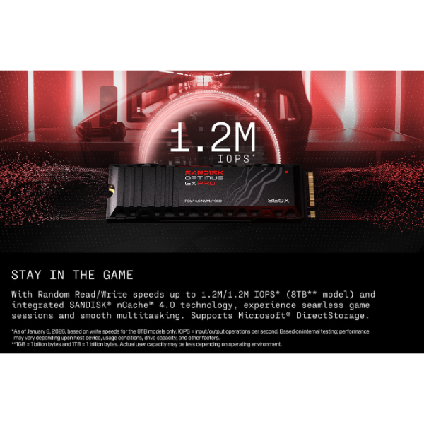 SANDISK Optimus GX PRO 850X NVMe™ SSD - 8TB, M.2 2280, With Heatsink