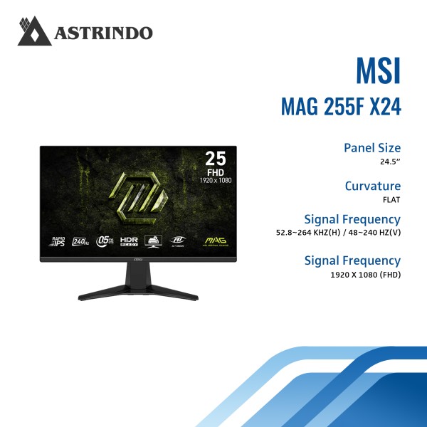 MSI MAG 255F X24 24.5inch 240Hz FHD Rapid IPS Gaming Monitor