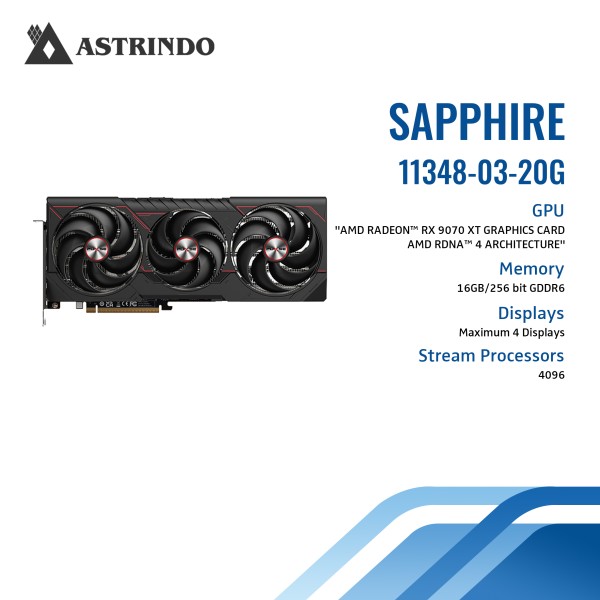 SAPPHIRE PULSE AMD RADEON™ RX 9070 XT GAMING 16GB DUAL HDMI / DUAL DP
