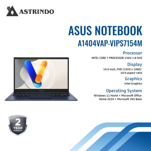 ASUS A1404VAP VIPS7154M  Core 7 150U/16GB/512GB SSD/14" FHD/W11 Vivobook 14 - Quiet Blue