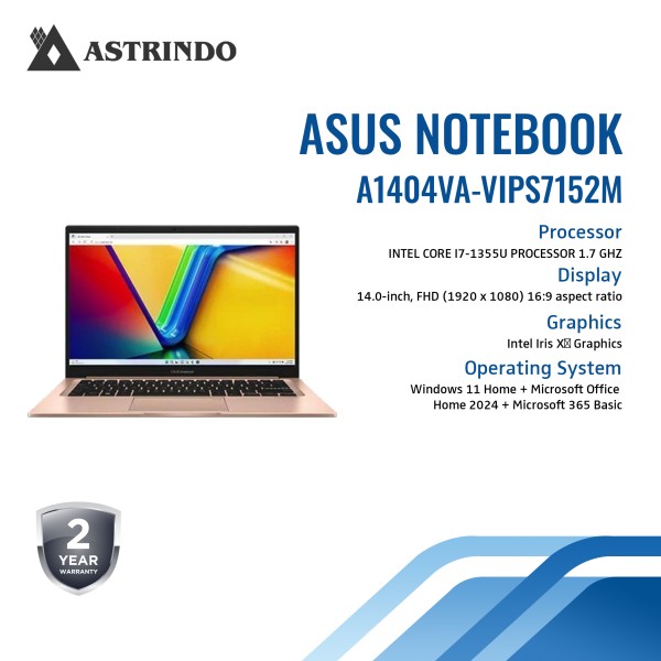 Asus Vivobook A1404VA VIPS7152M i7 1355U/16GB/512GB SSD/14 FHD/W11 Vivobook 14 - Terra Cotta