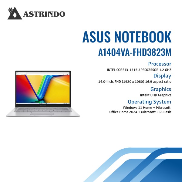 Asus Vivobook 14 A1404VA FHD3823M/Core i3-1315U/8GB/256GB SSD/14 FHD - Cool SIlver