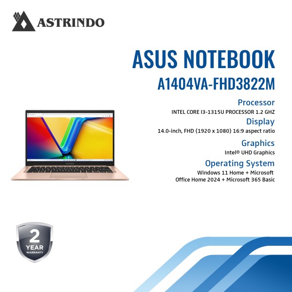Asus Vivobook 14 A1404VA FHD3822M/Core i3-1315U/8GB/256GB SSD/14 FHD/ - Terra Cotta