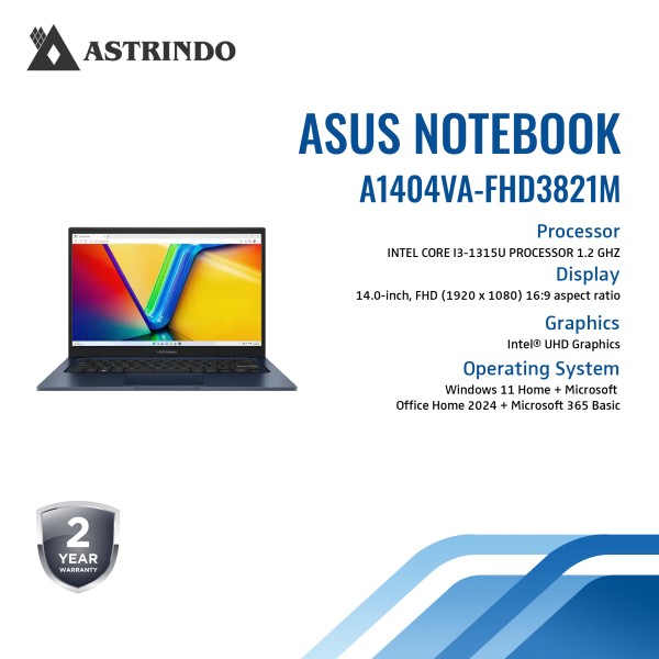 Asus Vivobook 14 A1404VA FHD3821M /Core i3-1315U/8GB/256GB SSD/14 FHD - Quite Blue