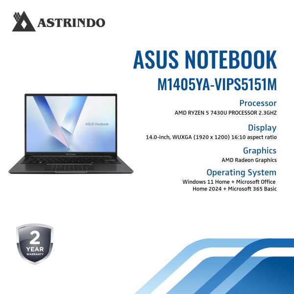 ASUS M1405YA VIPS5151M R5 7430U/16GB/512GB SSD/14" WUXGA/W11 Vivobook 14