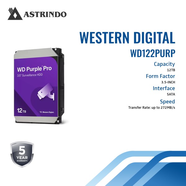 WD Purple Pro Smart Video Hard Drive - 12TB