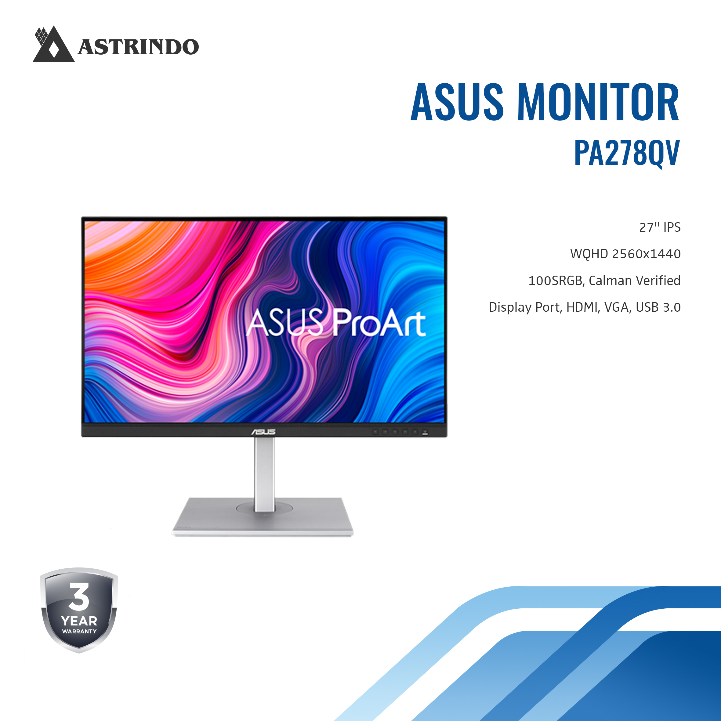 ASUS Asus Gaming Monitor PA278QV 27-inch ProArt Display